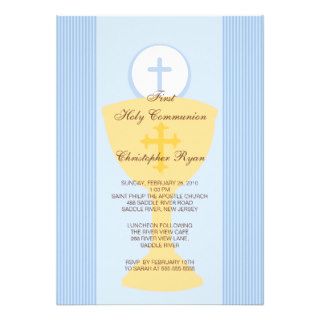 First Holy Communion Invitation Chalice Boy Blue
