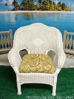 Wicker Furniture Outdoor Patio Chair Cushion   Honeydew Paisley  Patio, Lawn & Garden