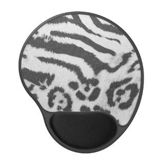 Hipster Girly Gray White Zebra Cheetah Print Gel Mouse Pads