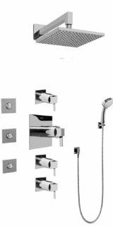 Graff GC1.132A LM39S SN Contemporary Square Thermosatic Set w/Body Sprays & Handshower (Rough & Trim   Bathtub And Showerhead Faucet Systems  
