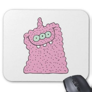 funny pink three eyed monster mouse mat