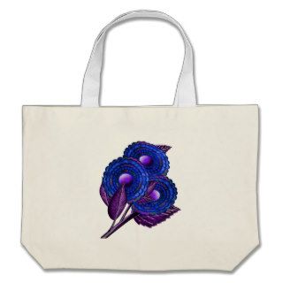 Purple and Royal Blue Floral Bouquet Tote Bags