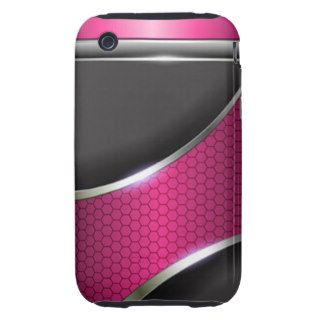 Silver Metallic Bling Hi Tech Design & Pink Tough iPhone 3 Covers