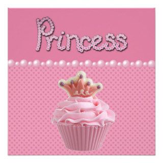Cute Princess Cupcake Baby Shower Personalized Announcement