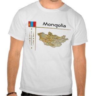 Mongolia Map + Flag + Title T Shirt