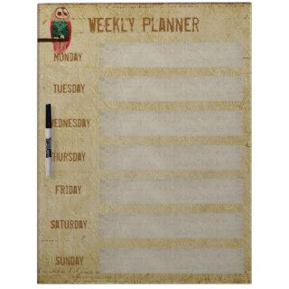 Rosa Owl Weekly Planner Dry Erase Board