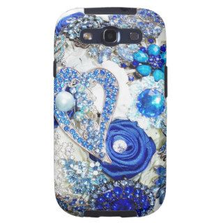 Diamond Bling Bling Bouquet, Blue Hearts & Roses Galaxy S3 Cases