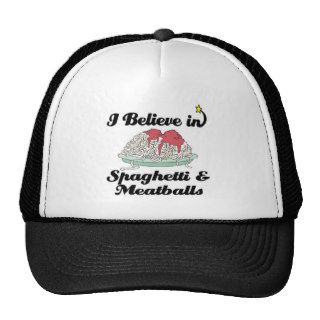 i believe in spaghetti and meatballs mesh hat