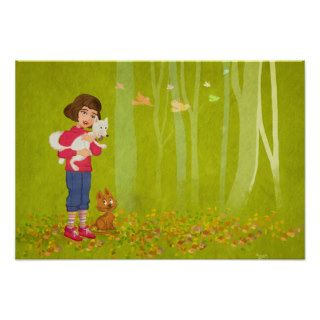 Girl and the funny Doggy Print