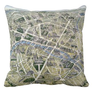 Map of Paris during the period of the Grands Throw Pillows