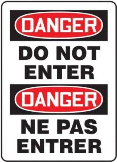 Accuform Signs FBMADM139VA Aluminum French Bilingual Sign, Legend "DANGER DO NOT ENTER/DANGER NE PAS ENTRER", 10" Width x 14" Length x 0.040" Thickness, Black/Red on White Industrial Warning Signs