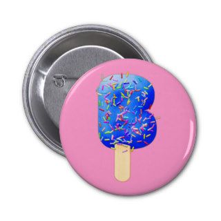 Confetti Ice Cream Treats   Letter B Pinback Buttons