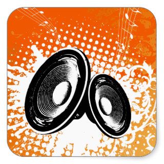 Retro Grunge Music Speakers Square Sticker