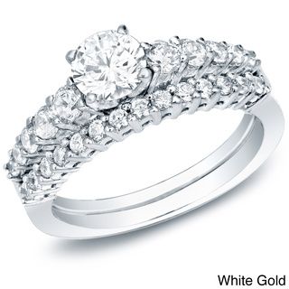 Auriya 14k Gold 1ct TDW Certified Diamond Bridal Ring Set (H I, SI1 SI2) Auriya Bridal Sets