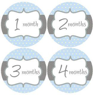 Blue Polka Dots #141 Boy Baby Month Stickers for Bodysuit  Nursery Wall Decor  Baby