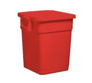 Continental Commercial 4000 RD 48 Gal Square Trash Can, Huskee, Without Lid, Red, Pack of 4   Cookware