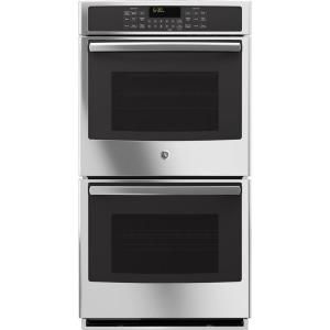 GE Profile 27 in. Double Electric Wall Oven Self Cleaning with Steam Plus Convection in Stainless Steel PK7500SFSS