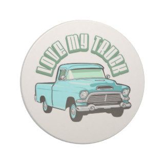 I love my truck   Old, classic blue pickup Coasters
