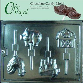 Cybrtrayd K143 Farm Animal Lollys Kids Chocolate Candy Mold Candy Making Molds Kitchen & Dining
