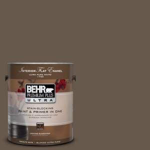 BEHR Premium Plus Ultra 1 gal. #UL170 23 Aging Barrel Interior Flat Enamel Paint 175301
