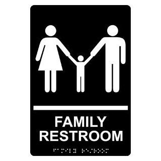 ADA Family Restroom Braille Sign RRE 165 WHTonBLK Restrooms  Business And Store Signs 