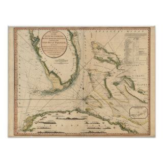 Nautical Chart of the Gulf of Florida Poster