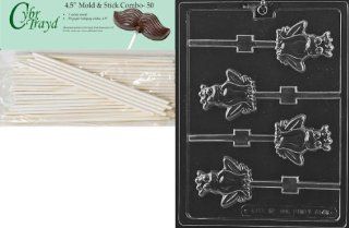 Cybrtrayd 45St50 A145 Frog Prince Lolly Animal Chocolate Candy Mold with 50 4.5 Inch Lollipop Sticks Kitchen & Dining