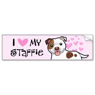 I Love My Staffie (chocolate spotted) Bumper Stickers
