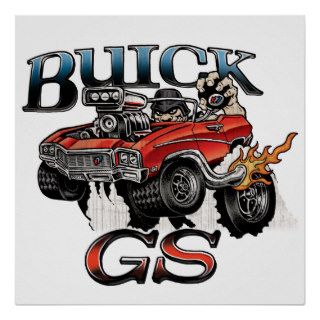 68 69 Buick GS in Red. Rat Fink Style Poster