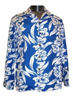 Kamehameha Mens White Orchid Panel Long Sleeve Shirt at  Mens Clothing store