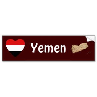 Yemen Flag Heart + Map Bumper Sticker