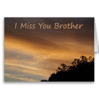 Miss You, Brother, tree with cloudy sky Greeting Cards