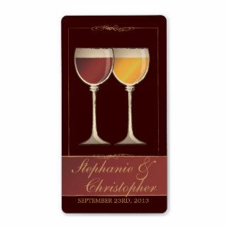 Old World Red & White Wine Glass Favor Labels