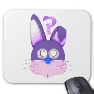 Funny pink Pixelated purple bunny & question mark Mouse Pad