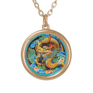 Cool traditional japanese oriental dragon wood art necklaces