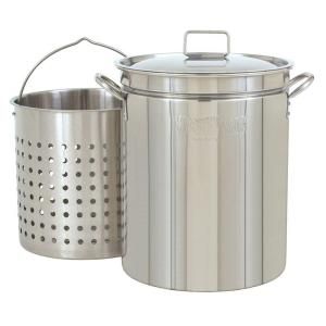 Bayou Classic 62 qt. Stainless Steel Stockpot with Basket and Lid 1160