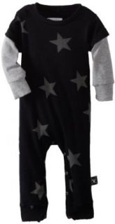 NuNuNu Unisex Baby Newborn Super Soft Play Suit with Star Design, Black, 6 12 Months Clothing