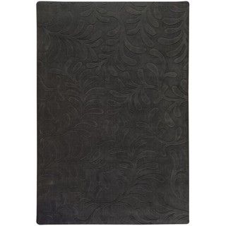 Candice Olson Loomed Black Floral Pllush Wool Rug (5' X 8') Surya 5x8   6x9 Rugs