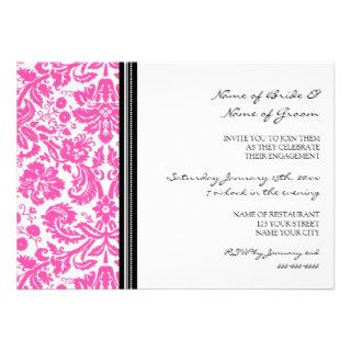 Black Pink Pattern Engagement Party Invitations