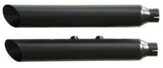 Rush Exhaust 3in. Slip On Mufflers   1.75in. Baffle   Baloney Cut   Black , Color Black 28614 175 Automotive