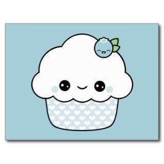 Cute Blueberry Cupcake Postcards