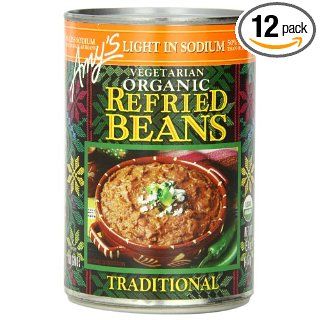 Amy's Light in Sodium Organic Traditional Refried Beans, 15.4 Ounce Cans (Pack of 12)  Vegan Low Sodium No Fat  Grocery & Gourmet Food