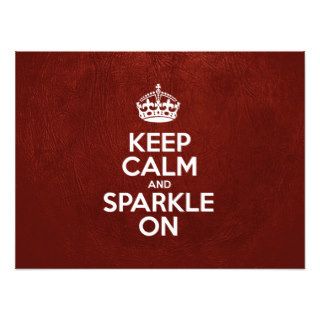 Keep Calm and Sparkle On   Glossy Red Leather Photo