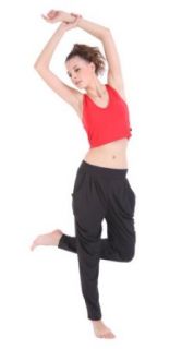 Colorfulworldstore Yoga Korean fashion styles sportswear suits 2sets(Sexy Yoga Vest+Lantern Yoga Pants) (L 155~165CM <55KG, Red+Black) Clothing