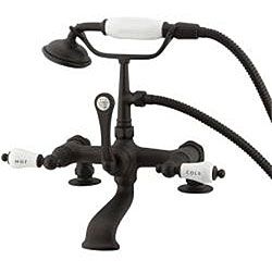 Deck mount Dark Oil Rubbed Bronze Clawfoot Tub Faucet with Hand Shower Bathroom Faucets