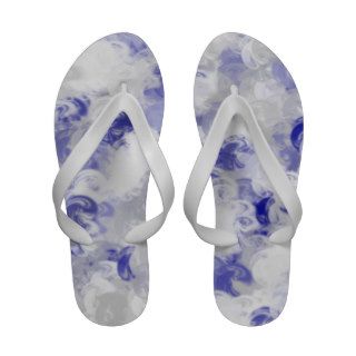 Blue And White Swirls Flip Flops