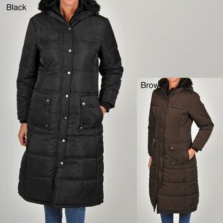 Excelled Women's Black Quilted Hooded Puffer Jacket EXcelled Coats