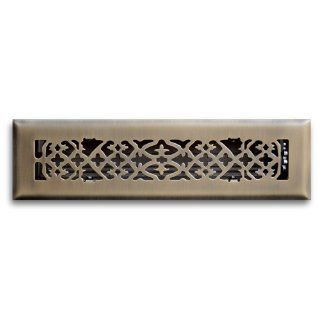 Truaire C164 OAB 02X12(Duct Opening Measurements) Decorative Floor Grille 2 Inch by 12 Inch Ornamental Scroll Floor Diffuser, Antique Brass Finish    