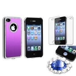 Bling Purple Case/Blue Diamond Sticker/Protector for Apple iPhone 4/4S BasAcc Cases & Holders