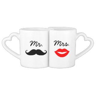 Mr. And Mrs. Lips And Mustache Mugs Couples Mug